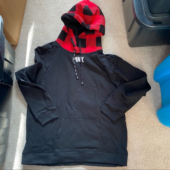 Vs Pink Sherpa Lined hood Campus Pullover Tunic LAST ONE - Picture 2 of 6